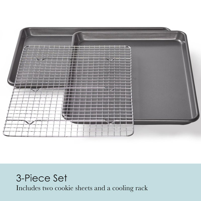 Chicago Metallic Professional Non-Stick Cookie and Jelly-Roll Pan Set with Cooling Rack, 17 by 12.25 Inches - Image 5